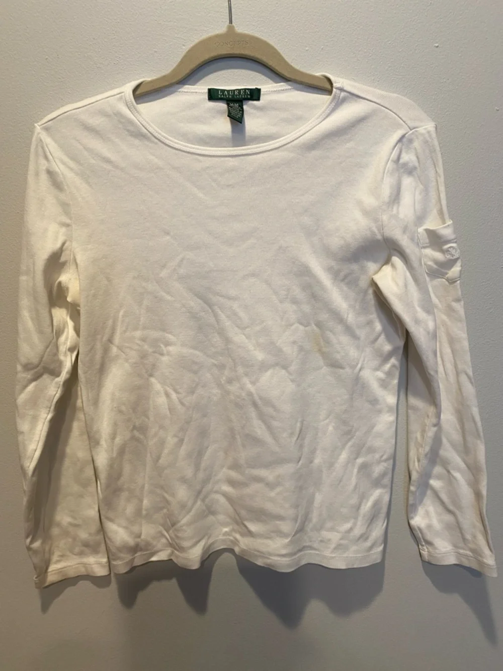 Lauren Ralph Lauren White Long Sleeve Tee size Medium - Picture 1 of 4